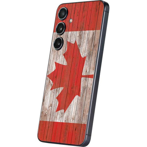 Canadian Flag Dark Wood Galaxy S25 Skin
